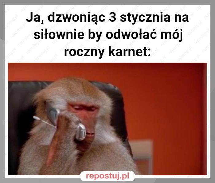 Ja, dzwoniąc 3 stycznia na siłownie by odwołać mój roczny karnet: