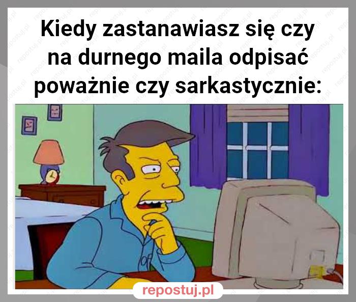 Kiedy zastanawiasz się czy na durnego maila odpisać poważnie czy sarkastycznie: